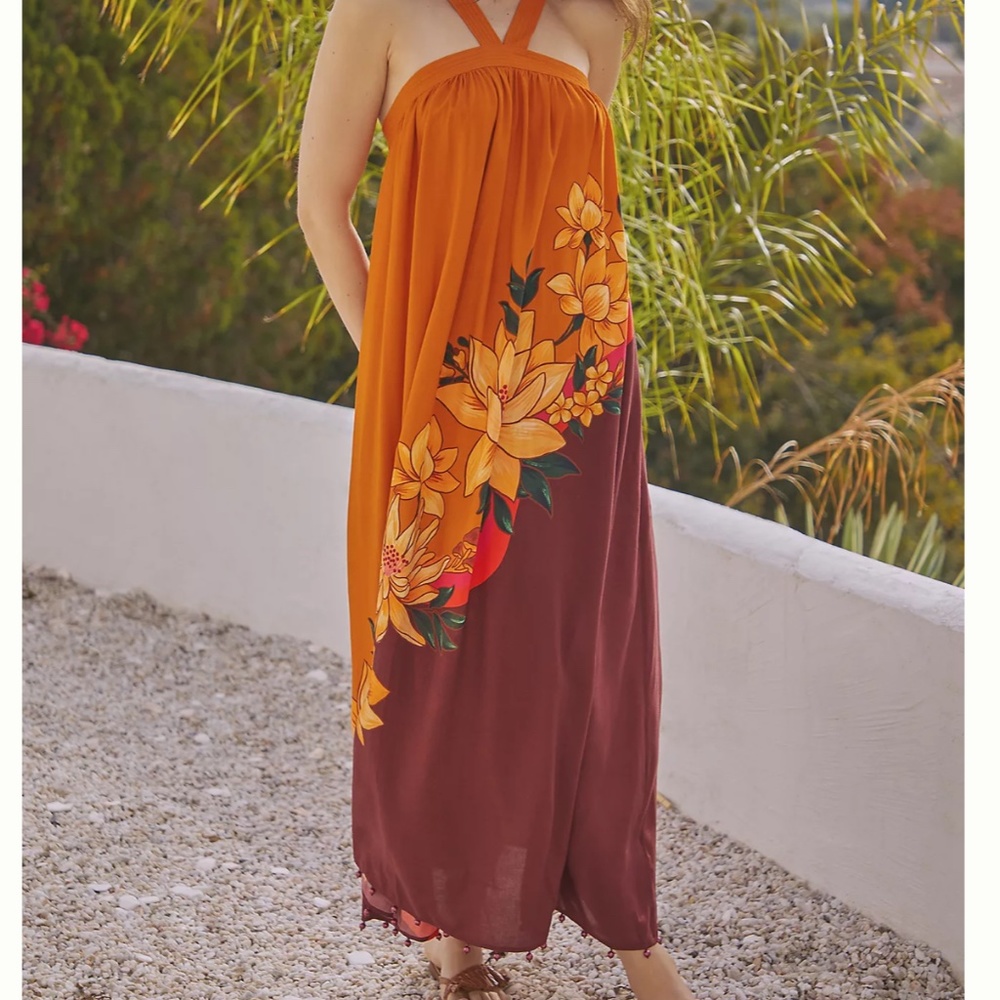 NWT FARM RIO SIZE M Halter Maxi Cover-Up Dress